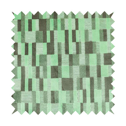 Modern Geometric Pattern In Green Grey Colour Velvet Upholstery Fabric JO-772 - Made To Measure Curtains