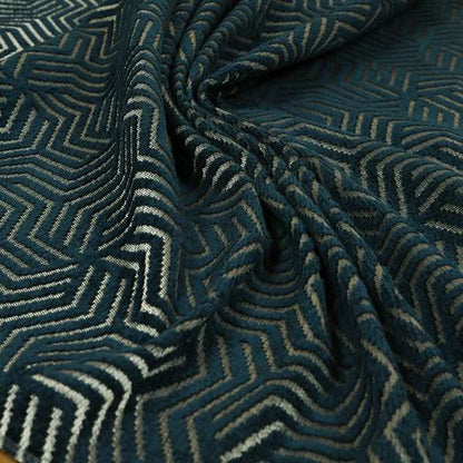 Navy Blue Silver Shiny Geometric Pattern Soft Chenille Upholstery Fabric JO-773 - Handmade Cushions