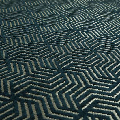 Navy Blue Silver Shiny Geometric Pattern Soft Chenille Upholstery Fabric JO-773 - Handmade Cushions