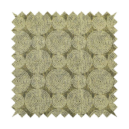 Gold Cream Colour Circular Pattern Chenille Upholstery Fabric JO-775 - Handmade Cushions