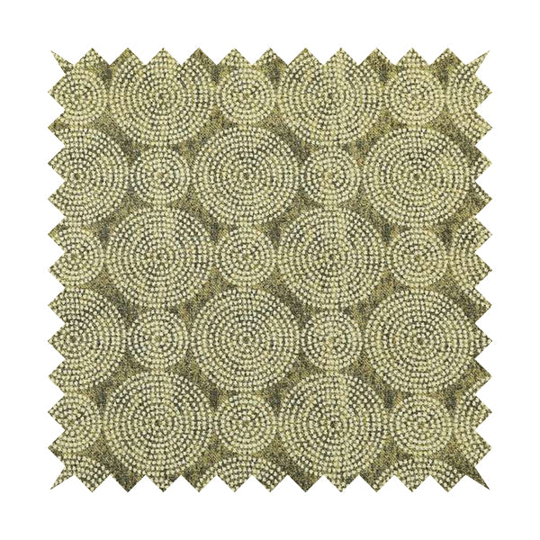 Gold Cream Colour Circular Pattern Chenille Upholstery Fabric JO-775