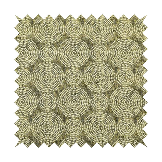 Gold Cream Colour Circular Pattern Chenille Upholstery Fabric JO-775