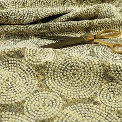 Gold Cream Colour Circular Pattern Chenille Upholstery Fabric JO-775 - Made To Measure Curtains