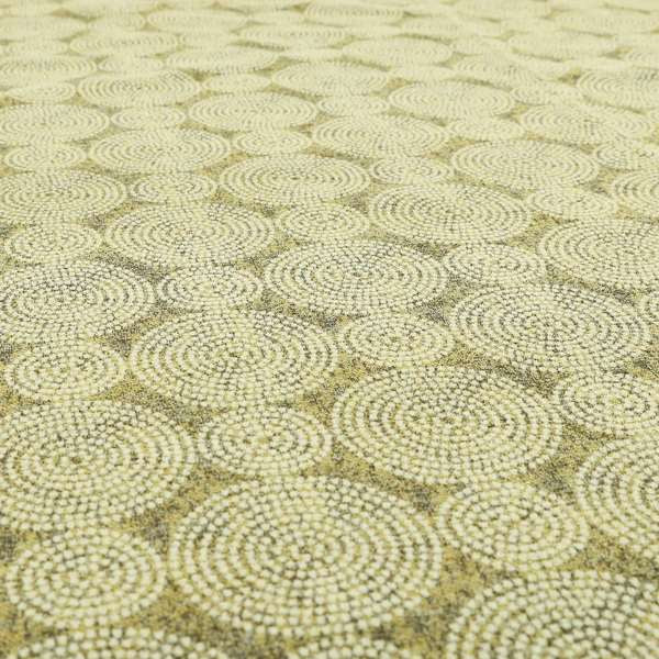 Gold Cream Colour Circular Pattern Chenille Upholstery Fabric JO-775 - Made To Measure Curtains