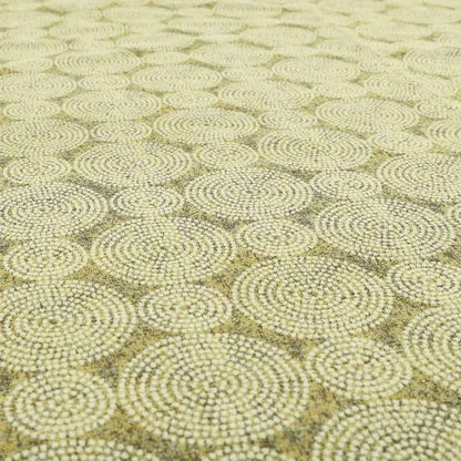 Gold Cream Colour Circular Pattern Chenille Upholstery Fabric JO-775 - Made To Measure Curtains