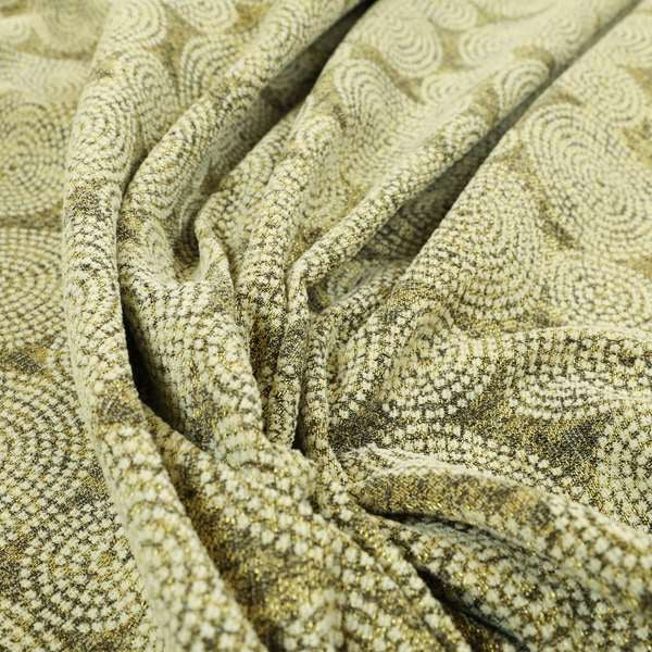 Gold Cream Colour Circular Pattern Chenille Upholstery Fabric JO-775 - Made To Measure Curtains