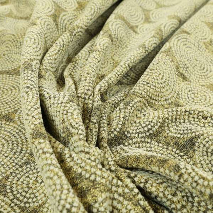 Gold Cream Colour Circular Pattern Chenille Upholstery Fabric JO-775