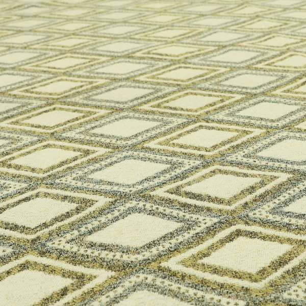 Gold Cream Colour Diamond Geometric Pattern Chenille Upholstery Fabric JO-776 - Made To Measure Curtains