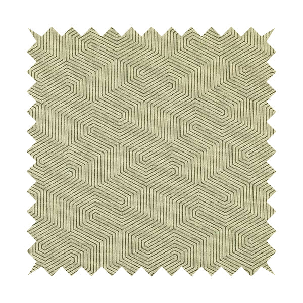 Geometric Maze Pattern In Cream Colour Chenille Jacquard Furniture Fabric JO-777 - Roman Blinds