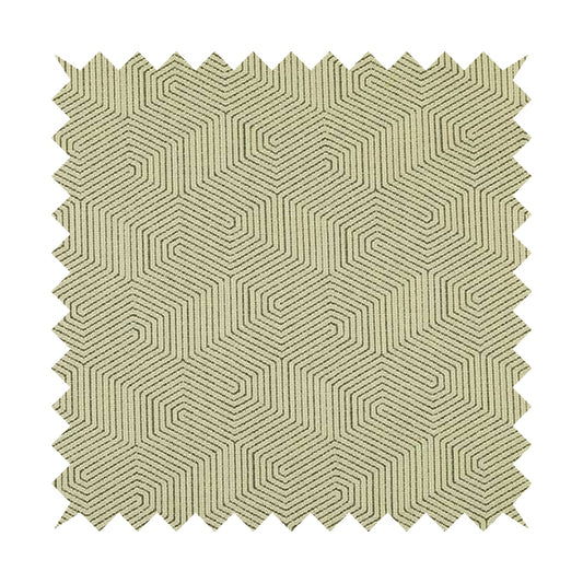 Geometric Maze Pattern In Cream Colour Chenille Jacquard Furniture Fabric JO-777