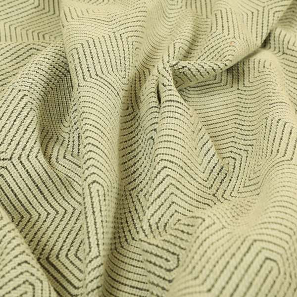 Geometric Maze Pattern In Cream Colour Chenille Jacquard Furniture Fabric JO-777 - Handmade Cushions