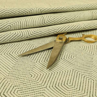 Geometric Maze Pattern In Cream Colour Chenille Jacquard Furniture Fabric JO-777 - Roman Blinds