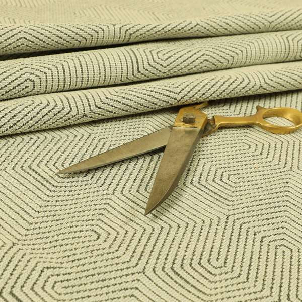 Geometric Maze Pattern In Cream Colour Chenille Jacquard Furniture Fabric JO-777 - Made To Measure Curtains