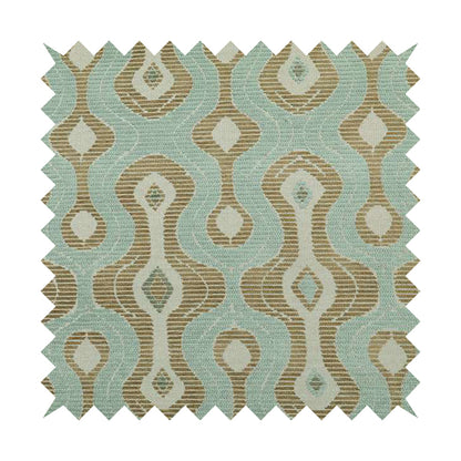 Geometric Large Pattern Blue Brown Chenille Upholstery Fabric JO-780 - Roman Blinds