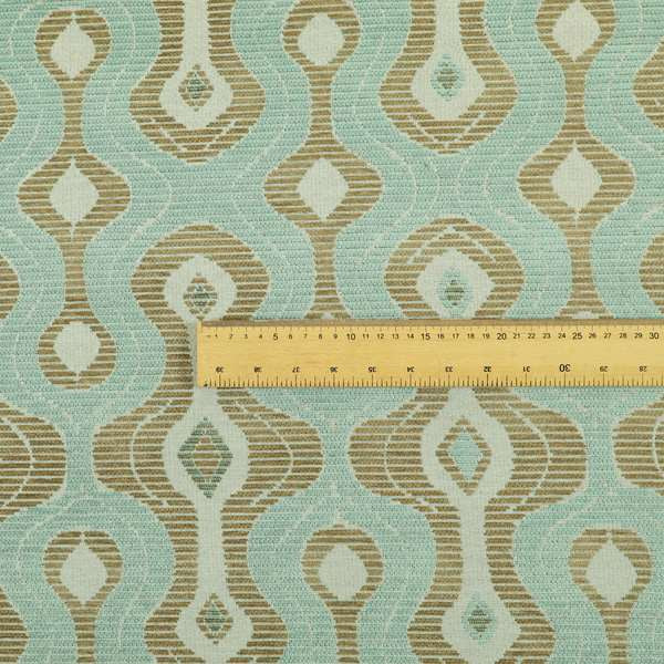 Geometric Large Pattern Blue Brown Chenille Upholstery Fabric JO-780 - Roman Blinds