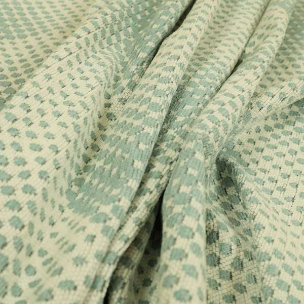 Blue Cream Colour Modern Faded Square Dotted Wave Pattern Chenille Upholstery Fabric JO-781 - Roman Blinds