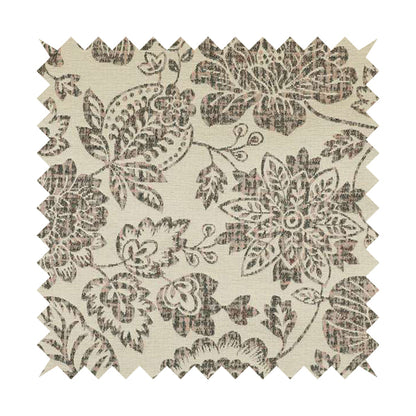Floral Pattern In Pink Grey Colour Chenille Jacquard Furniture Fabric JO-782 - Roman Blinds