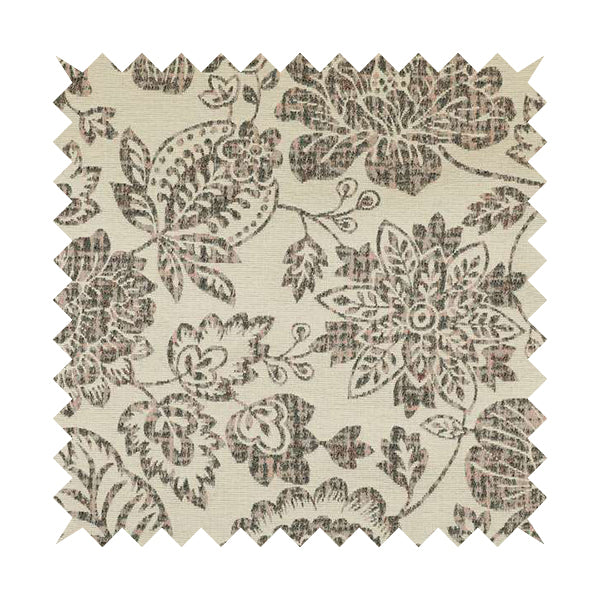 Floral Pattern In Pink Grey Colour Chenille Jacquard Furniture Fabric JO-782 - Handmade Cushions