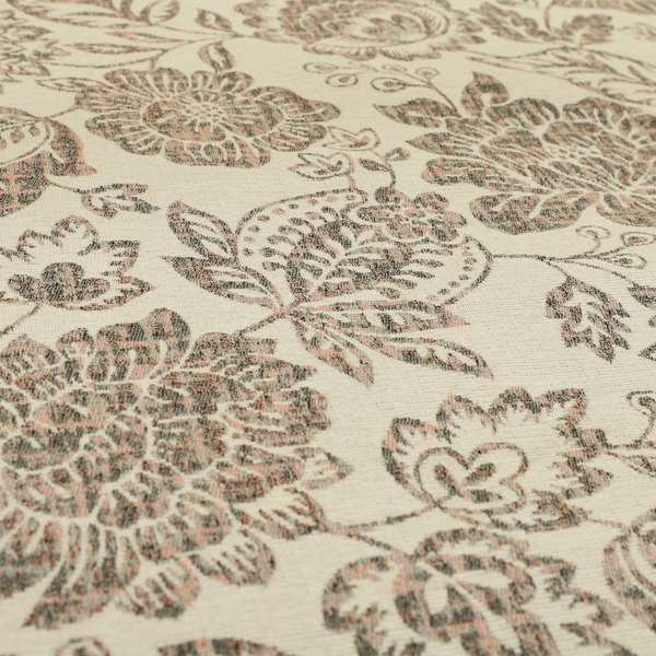 Floral Pattern In Pink Grey Colour Chenille Jacquard Furniture Fabric JO-782 - Made To Measure Curtains