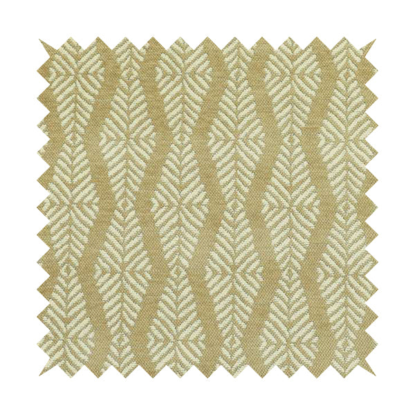 Brown Cream Colour Striped Wave Pattern Chenille Upholstery Fabric JO-783