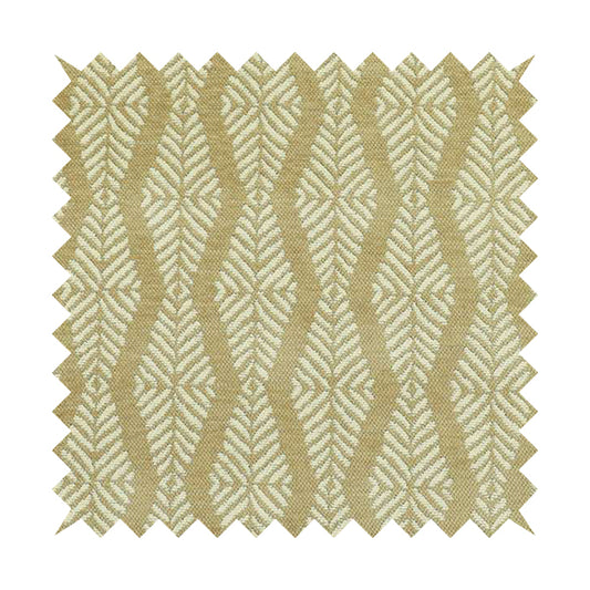 Brown Cream Colour Striped Wave Pattern Chenille Upholstery Fabric JO-783