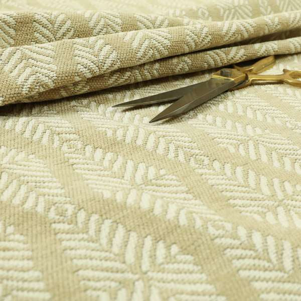 Brown Cream Colour Striped Wave Pattern Chenille Upholstery Fabric JO-783 - Made To Measure Curtains