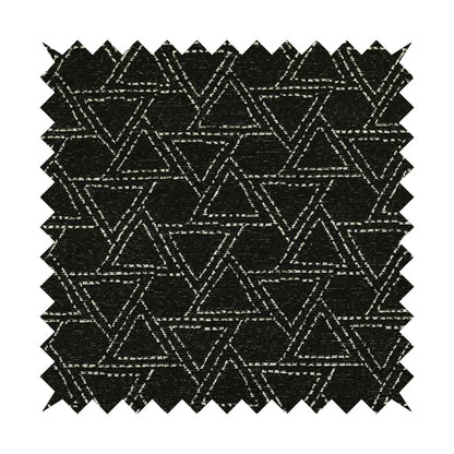 Triangular Modern Geometric Pattern In Black Colour Chenille Upholstery Fabric JO-785 - Made To Measure Curtains