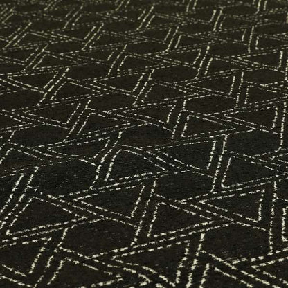 Triangular Modern Geometric Pattern In Black Colour Chenille Upholstery Fabric JO-785 - Made To Measure Curtains