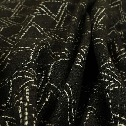 Triangular Modern Geometric Pattern In Black Colour Chenille Upholstery Fabric JO-785 - Handmade Cushions