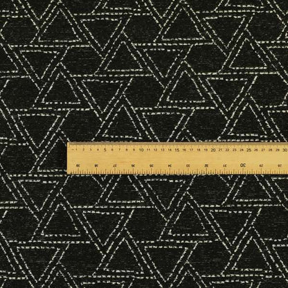 Triangular Modern Geometric Pattern In Black Colour Chenille Upholstery Fabric JO-785 - Made To Measure Curtains