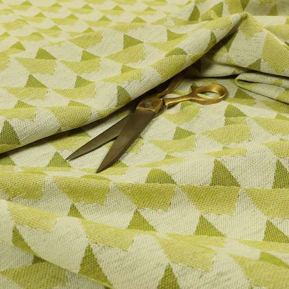 Block Arrow Geometric Green White Colour Chenille Upholstery Fabric JO-786 - Made To Measure Curtains