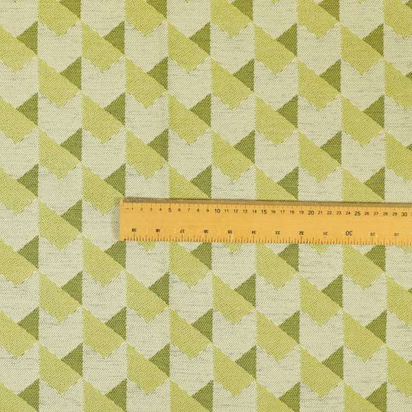 Block Arrow Geometric Green White Colour Chenille Upholstery Fabric JO-786 - Made To Measure Curtains