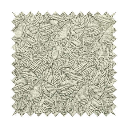 Floral Leaf Pattern In Cream Grey Soft Chenille Upholstery Fabric JO-788 - Handmade Cushions