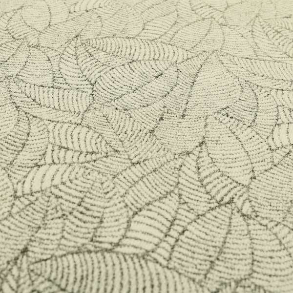 Floral Leaf Pattern In Cream Grey Soft Chenille Upholstery Fabric JO-788 - Roman Blinds