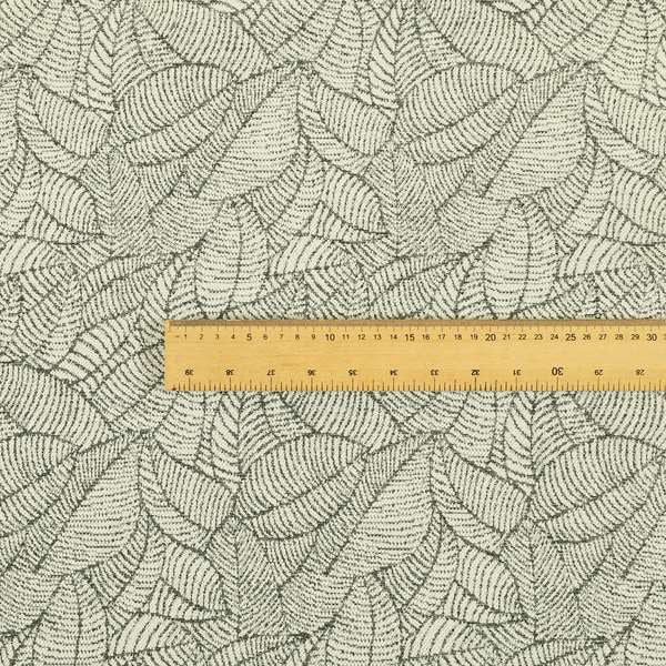 Floral Leaf Pattern In Cream Grey Soft Chenille Upholstery Fabric JO-788