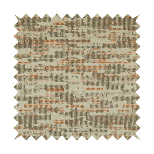 Abstract Pattern In Orange Grey Colour Chenille Upholstery Fabric JO-790