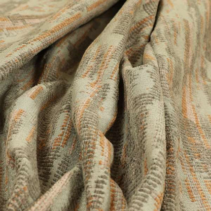 Abstract Pattern In Orange Grey Colour Chenille Upholstery Fabric JO-790 - Roman Blinds