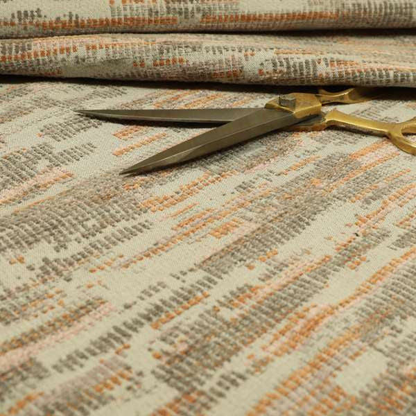 Abstract Pattern In Orange Grey Colour Chenille Upholstery Fabric JO-790 - Roman Blinds