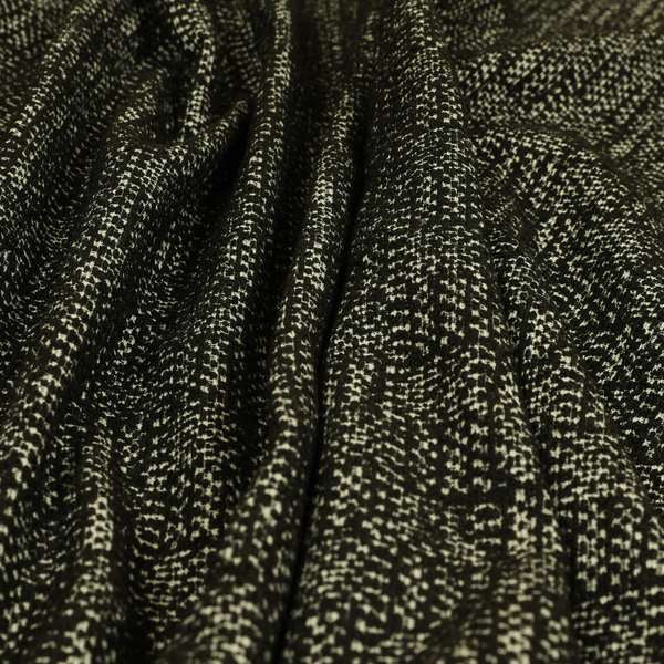 Patch Effect Modern Geometric Pattern In Black Colour Chenille Upholstery Fabric JO-791