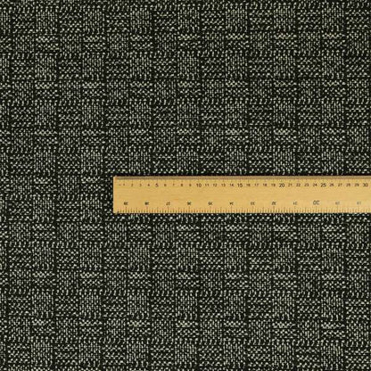 Patch Effect Modern Geometric Pattern In Black Colour Chenille Upholstery Fabric JO-791