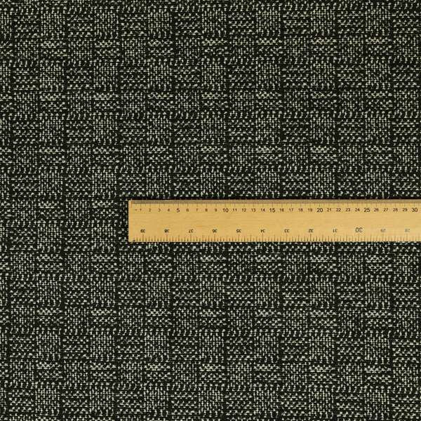 Patch Effect Modern Geometric Pattern In Black Colour Chenille Upholstery Fabric JO-791 - Made To Measure Curtains