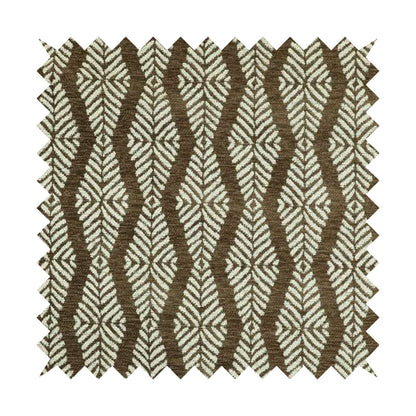 Brown Cream Colour Striped Theme Pattern Chenille Upholstery Fabric JO-792 - Roman Blinds