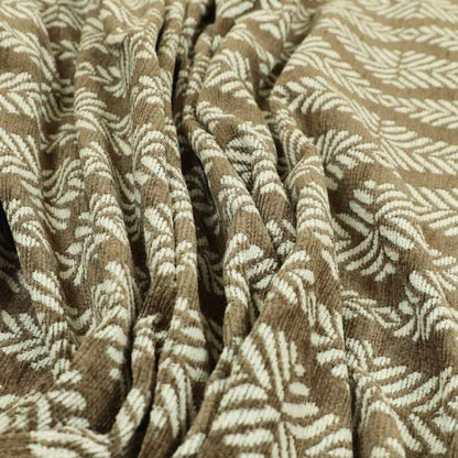 Brown Cream Colour Striped Theme Pattern Chenille Upholstery Fabric JO-792 - Roman Blinds