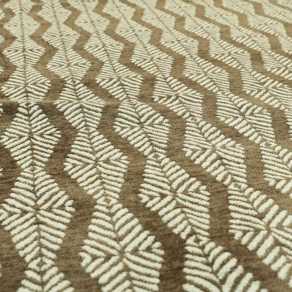 Brown Cream Colour Striped Theme Pattern Chenille Upholstery Fabric JO-792 - Roman Blinds