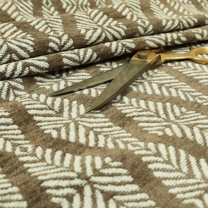 Brown Cream Colour Striped Theme Pattern Chenille Upholstery Fabric JO-792 - Handmade Cushions