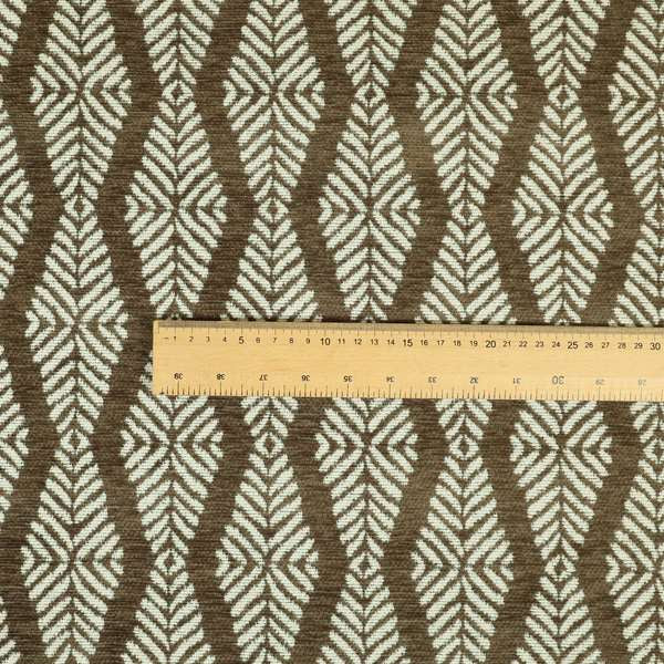 Brown Cream Colour Striped Theme Pattern Chenille Upholstery Fabric JO-792 - Roman Blinds