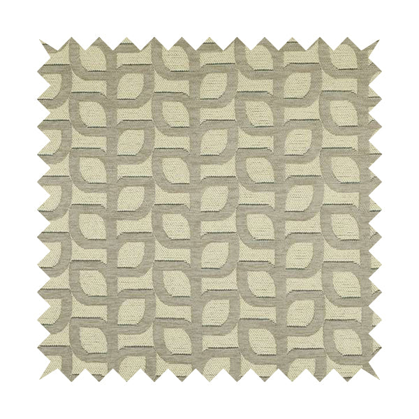 Grey Cream Colour Leaf Stem Floral Theme Pattern Chenille Upholstery Fabric JO-794 - Roman Blinds