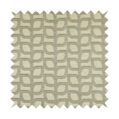 Grey Cream Colour Leaf Stem Floral Theme Pattern Chenille Upholstery Fabric JO-794 - Roman Blinds