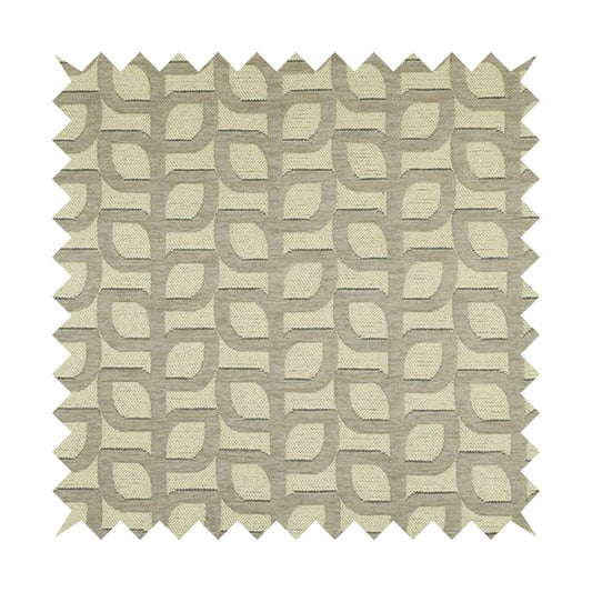 Grey Cream Colour Leaf Stem Floral Theme Pattern Chenille Upholstery Fabric JO-794