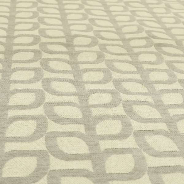 Grey Cream Colour Leaf Stem Floral Theme Pattern Chenille Upholstery Fabric JO-794 - Made To Measure Curtains